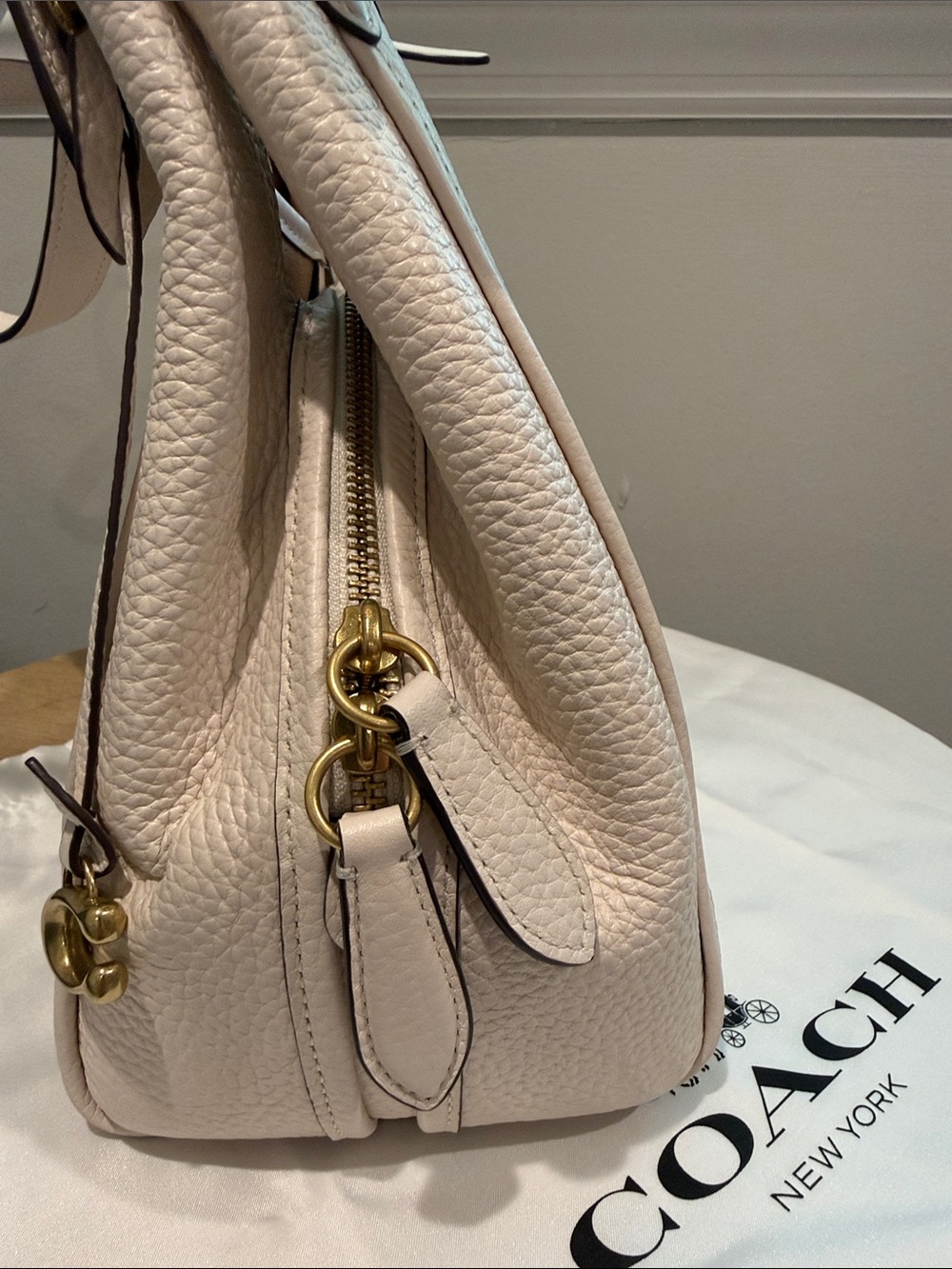 Coach Lori Pebbled Leather Shoulder Bag in Eggshell with Gold Hardware - Picture 6 of 9